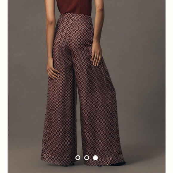 Anthro The Avery Pleated Wide-Leg Trousers by Maeve: Sheer Silk Edition - Picture 4 of 16